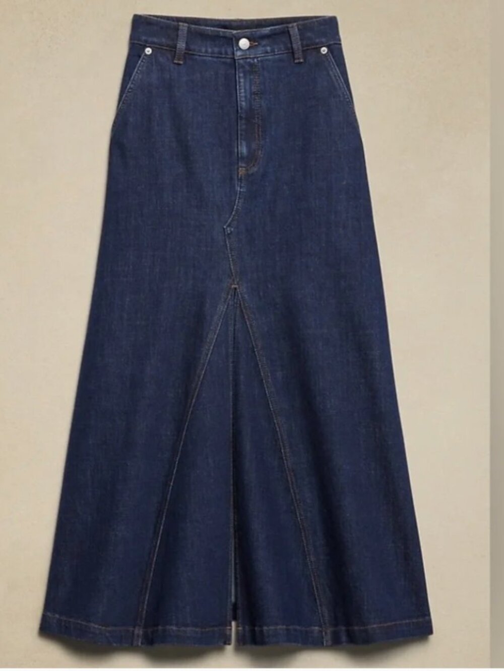 Center Split Classic Denim Maxi Skirt- Banana Republic